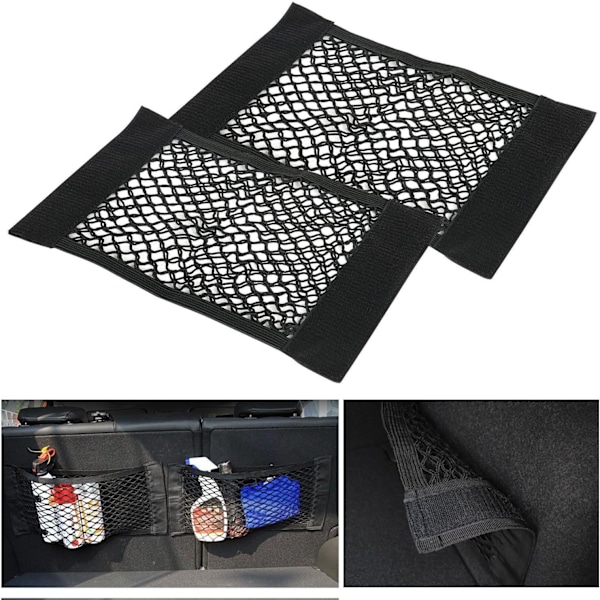 2 stk. bil velcro dobbeltlags mesh lomme bagagerumsnet taske bil (B)