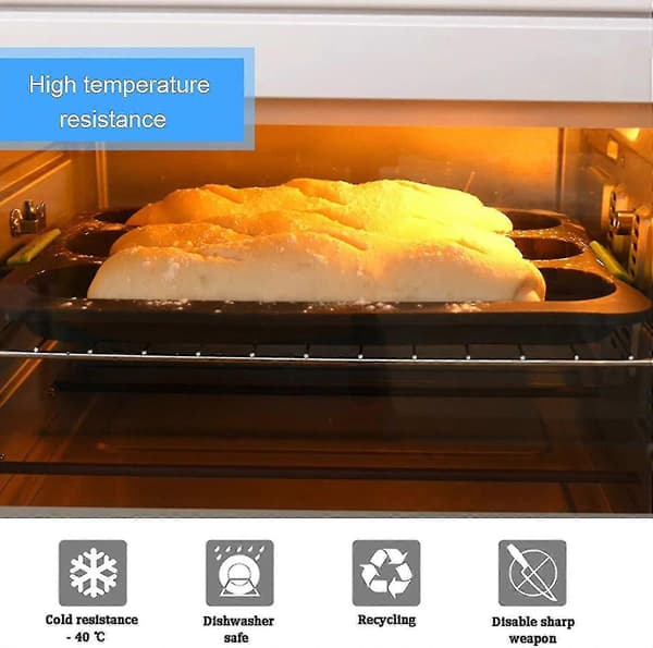 Silikone baguetteform, non-stick 3-bølget franskbrødsbageplade, perforerede silikoneforme til brød (w)