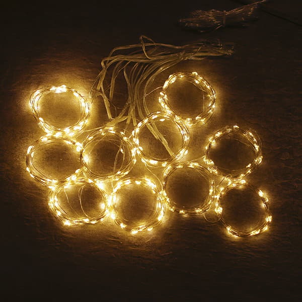 Fjernkontroll LED Gardin Lyslenke 3x3m USB Kobbertråd Julepynt