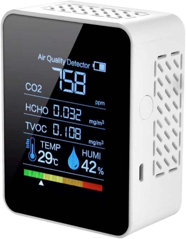 Indendørs Luftkvalitetsmåler med CO2-detektion, 5 Sensor Kompakt Digital Enhed