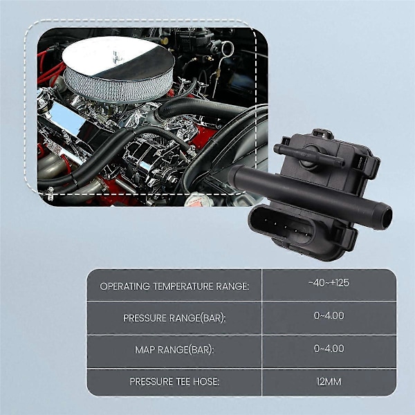 Stk. Bil 5-PIN Gastrykssensor CNG Map Sensor AC PS-02 Plus Tryksensor Sort til Konvertering (W)