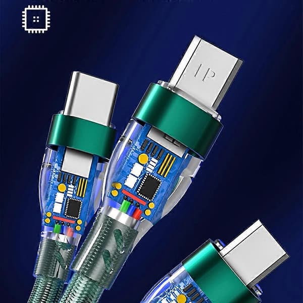 Snabb Laddning Typ B Kabel 2m 100W 3 i 1 Flätad USB-datakabel 6A för Android- och Huawei-enheter