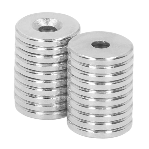 20 st Hålmagneter 20x3mm Neodym Skivringmagnet M5 Sällsynt Jordartsmetall Rund Magnet för Fästning