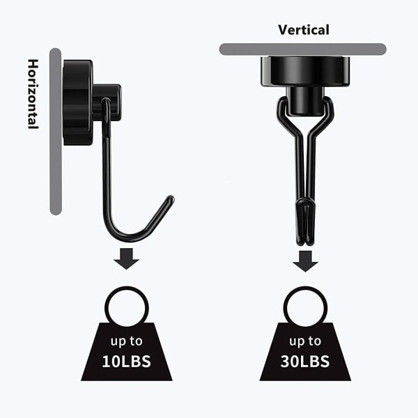 Magneettikoukut, 5 kpl, vahvat magneettikoukut 30 kg, neodyymimagneettikoukut jääkaappiin (W)