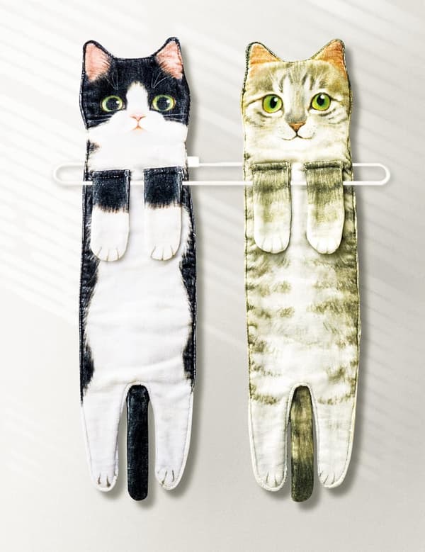 Sjove Kat Badeværelseshåndklæder (Pakke med 4)
