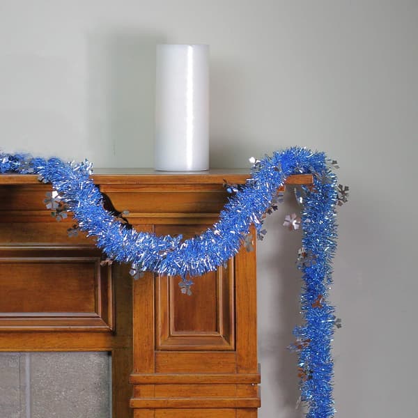 Blå Glitter Snøfnugg Girlander Vinter Juledekorasjon