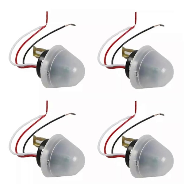 2/4 st 12V Auto On Off Utomhusbelysning Fotocellbrytare Kontroll Mörker till Gryning Sens (W) 4PCS