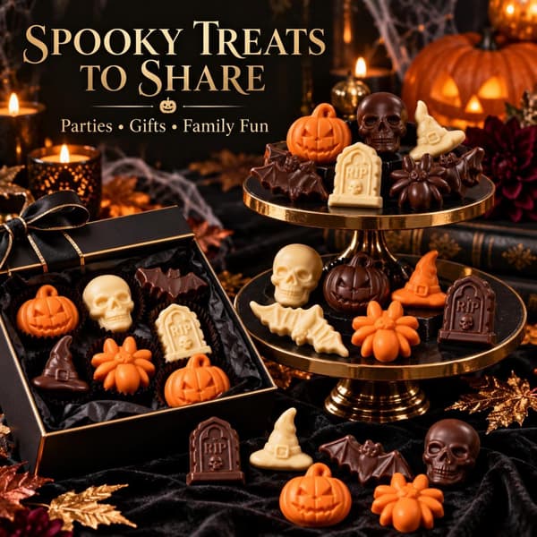 Två Halloween-formar: chokladformar och godisformar i silikon. (W)