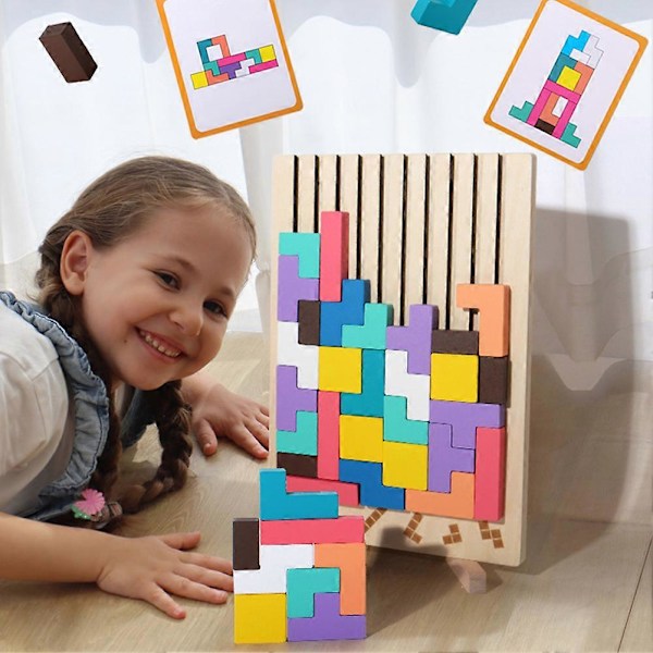 Opettavaiset 3D-palikkapalapelit lapsille ja päiväkotiin, kiinnostava puinen palapeli lapsille ja teineille, motoristen taitojen kehittämiseen (W)