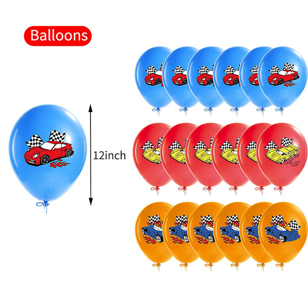 Hot Wheels Barnkalas Dekoration Ballonger Banner Tårta Topper Kort Set [FW]