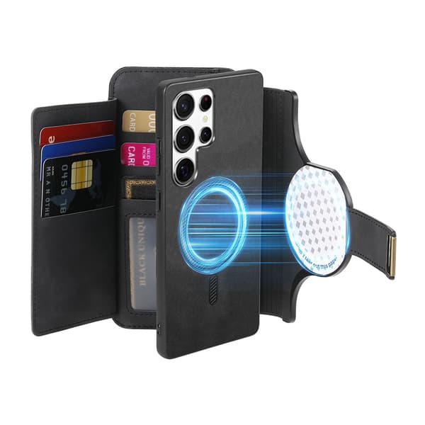Magnetiskt plånboksfodral för Samsung Galaxy S24 Ultra Svart