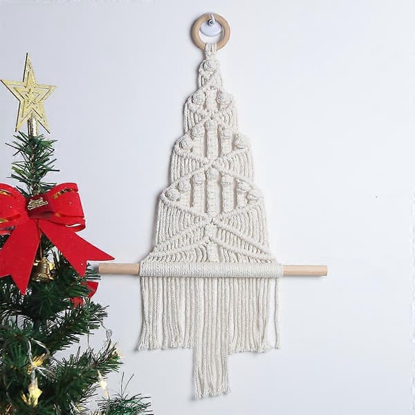 Julgran Macrame Bohemisk Ornament Väggbonad Dekoration Handvävd
