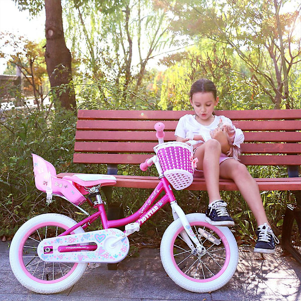 Barncykel för docka för säte cykelstolpe för säte med hållare barnvagn [fw} Pink