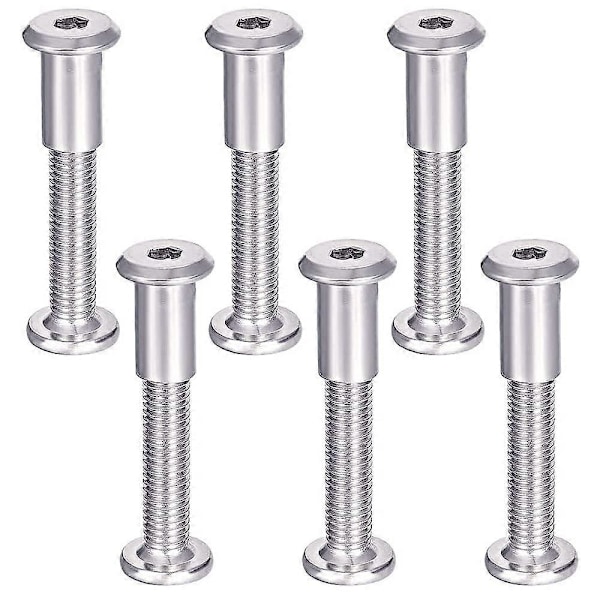 Møbelforbindelsesskruer 6 stk. møbelmonteringsskruer med M6 bolt 304 rustfrit stål forbindelsesskruer M6 x 35 mm (B)