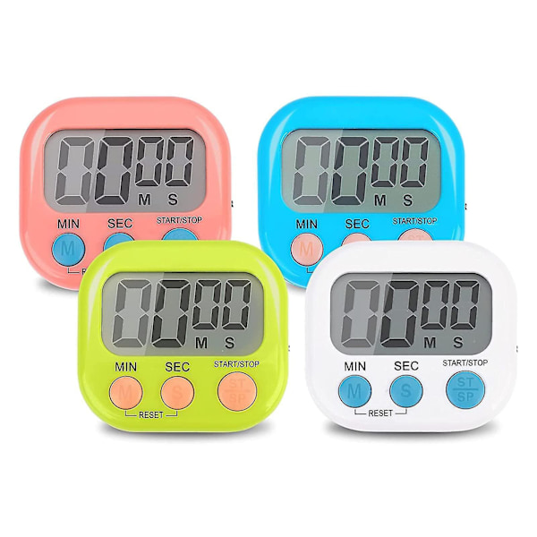 4 Farver Digital Køkken Timer, Digital Magnetisk Stopur Timer Med Magnet, Stående Lille Børns Tidstager [FW]