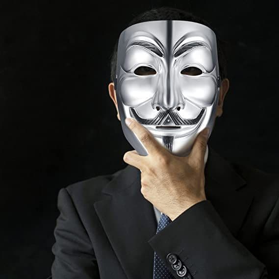 V for Vendetta Mask - 4 delar, Unisex, Barn & Vuxna, 4 färger