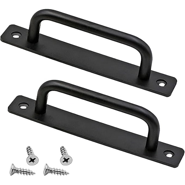 Dørhåndtag, 2 stk. kraftige stalddørhåndtag skydedørhåndtag skubbedørhåndtag med bagplade aluminiumslegering møbelhåndtag håndtag (B)