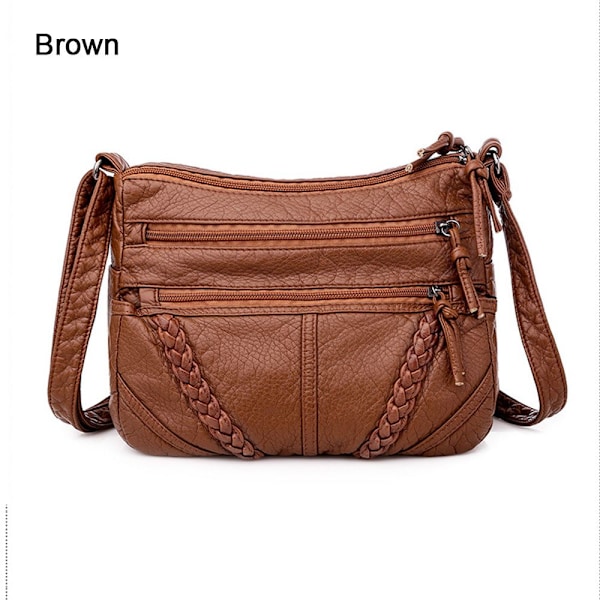 PU læder crossbody tasker Tote taske BRUN - høj kvalitet