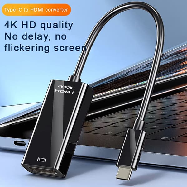 4K USB-C til HDMI-kabel, Type-C til HDMI-konverter for PC, bærbar PC og TV