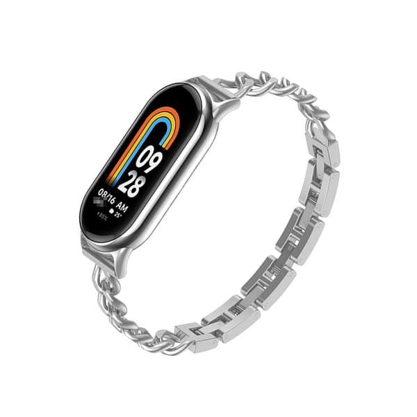 Xiaomi Mi Band 8/9/10 Kompatibel Metalrem Rustfrit Stål Sølv