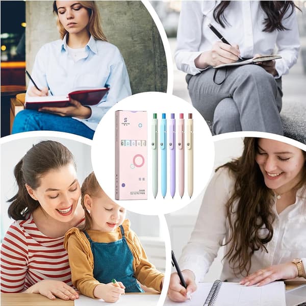 Gelpen med trykmekanisme, blødt greb, hurtigtørrende blæk, fin spids, slank signaturpen, ideel til studerende (W)