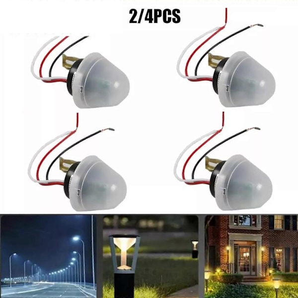 2/4 st 12V Auto On Off Utomhusbelysning Fotocellbrytare Kontroll Mörker till Gryning Sens (W) 4PCS