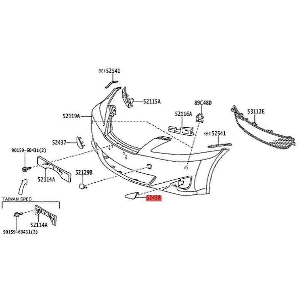 1 Pari auton etupuskurin sumuvalon suojus 52438-53010 5243753010 IS250 IS350 2006-2009 sumuvalolle (W)
