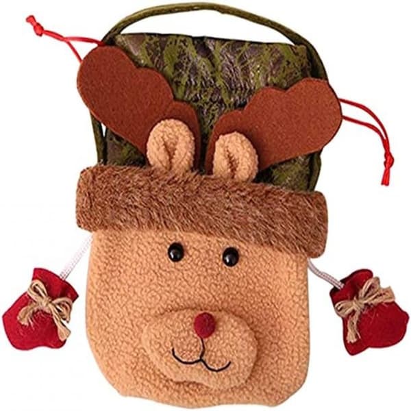 Lätta presentpåsar i tyg med dragsko för julfirande (Set om 10)
