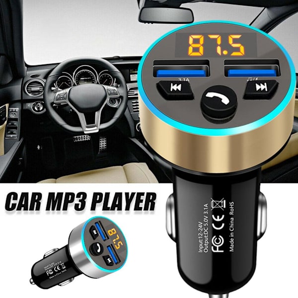Bil Trådløs Bluetooth FM-sender MP3-spiller 2 Handsfree USB