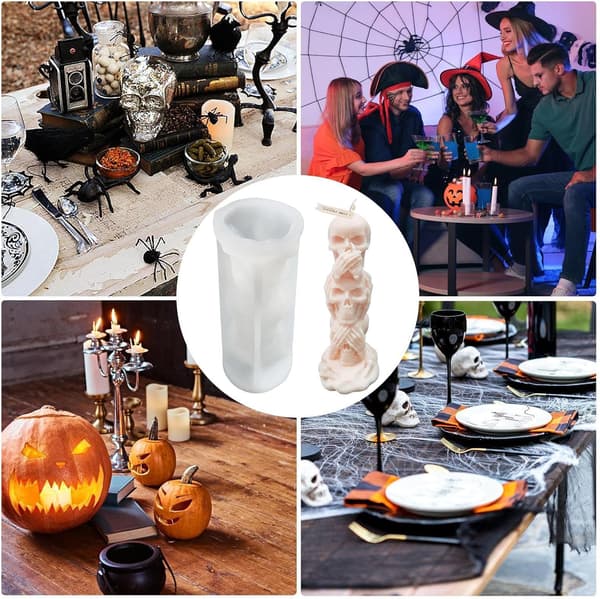 Kranieformet lysform, genanvendelig og non-stick silikoneform, ideel til Halloween, modellervoks. (W)