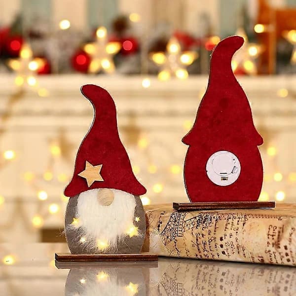 LED Ansiktslös Tomte Trä Julgransdekoration för Hotellfönster