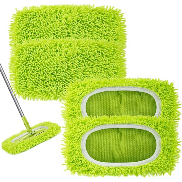 Genanvendelige Mikrofiber Tørre Moppeklude til Vådmopper Kompatible med Swiffer Sweeper Moppe Udskiftningsmopper til Rengøring af Hårde Trægulve (W)