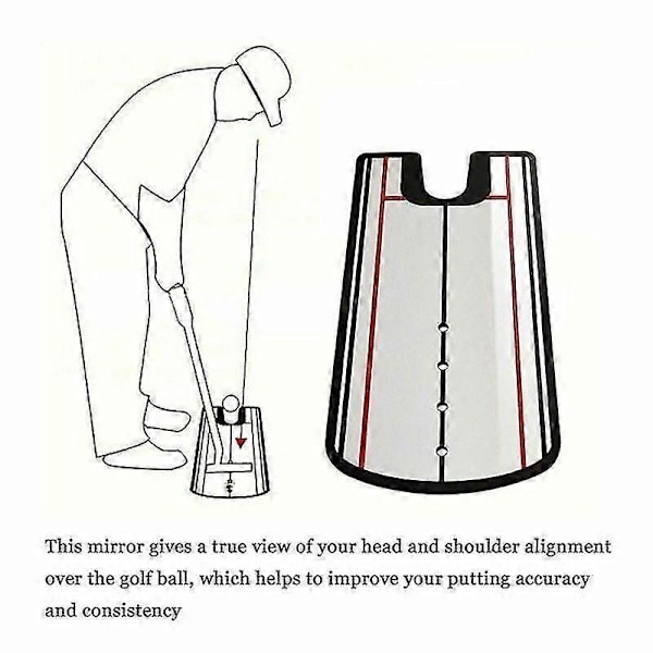 Golf Putting Eyeline Alignment Spejl Træningshjælp Putter Swing Træner Øvelse (W)