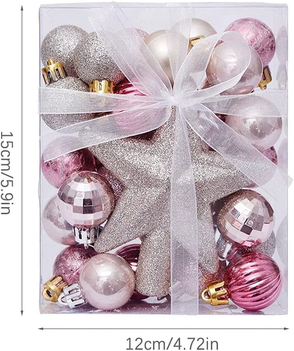 Juldekorationsset 30 st Rosa Okrossbara Ornament