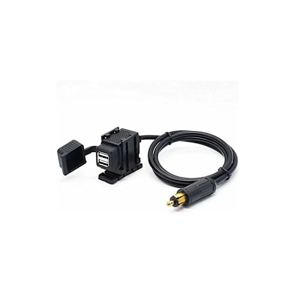 DIN Hella 2.1A Motorsykkel Dobbel USB Lader Socket Strømadapter med 1.8m Kabel for Telefon/iPhone/GPS SatNav (W)