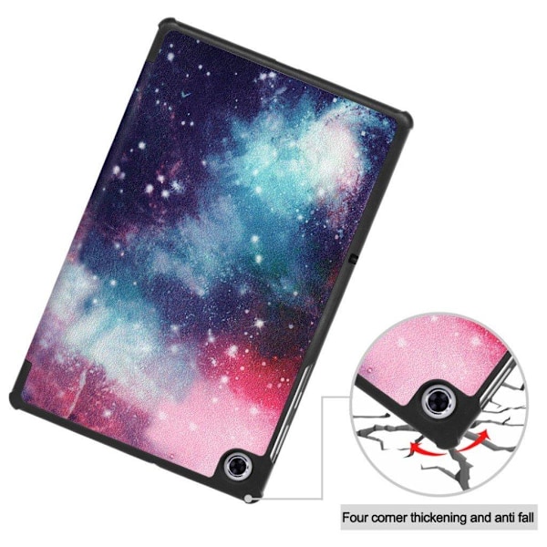 Lenovo Tab M10 FHD Plus Tri-fold Læder Etui med Mønster - Galaxy Mønster Multicolor multifärg