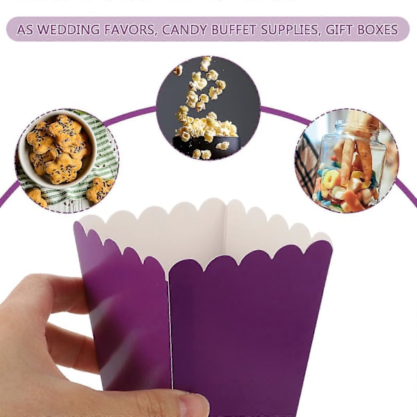 50 stk Popcornbokser Papir Popcornbeholdere Enkle Fettbestandige Popcornbeholdere