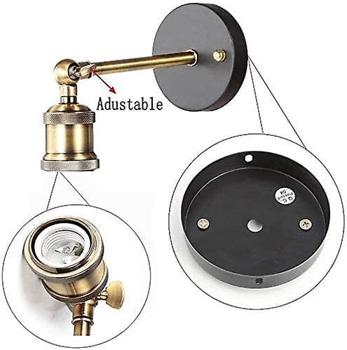Vägglampa i mässing, retro väggbelysning rund rustik retro pendellampa E27 (glödlampa ingår ej) (2-pack)