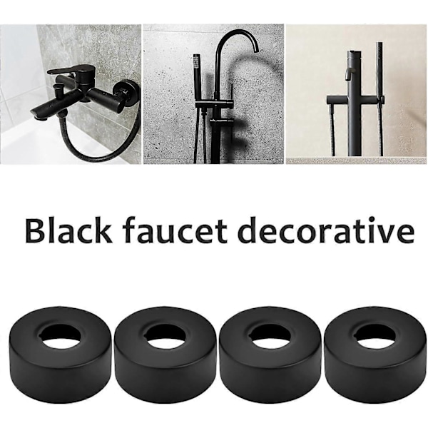 Pieces Brusebatteri, Rustfrit Stål VVS Slange Dækarmatur Radiator Roset til Armaturer Bruseslange Radiator 25MM (Sort) (W)