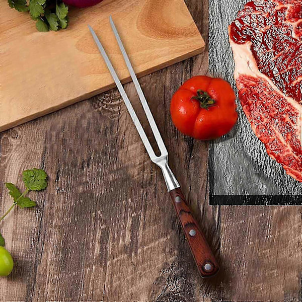 Kraftig udskæringsgaffel i rustfrit stål, grillgaffel til madlavning af kød, bruges til at fastgøre, flytte, fjerkræ- og kalkungaffel (W)