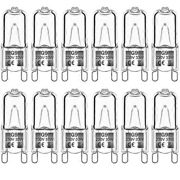 12-pakke G9 Halogenpærer 33W 230V 2800K Varmt Hvit 380lm Klar Kapsel Halogenpærer Dimmbare Ingen Blits Ingen Flimmer [fw}