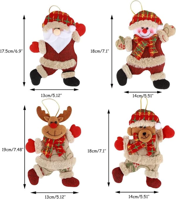 Julgransdekorationer 4-pack plysch