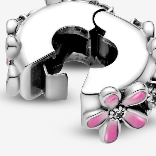 Äkta Pandora S925 Herr- & Dam Sterling Silver Rosa Tusensköna Clip Charm (W)