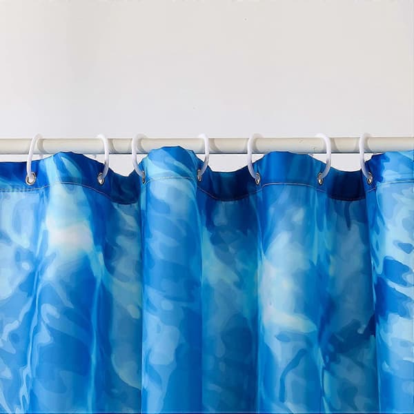 Duschdraperi 180 x 180 cm tillverkat av 100 % polyester med 12 duschdraperiringar för badrum, vatten(w)