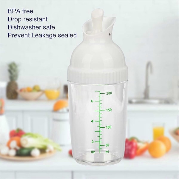 Salatdressing Shaker Beholder Hjemmelavet Salatdressing Flaske Mixer Måle Dressing Hæld Blødt Greb (W)