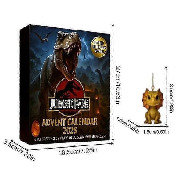 Dinosaurie-julkalender 2025, 24-dagars platt design, 2D-akryl