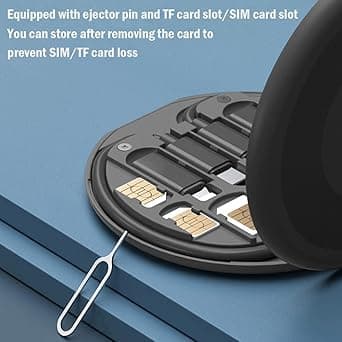 Monityyppinen USB-sovitinsarja mustalla kaapelilla ja korttipidikkeellä