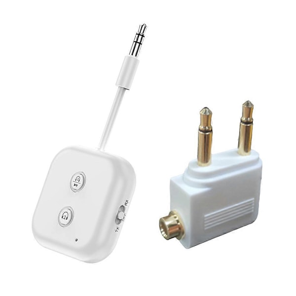 2 i 1 Bluetooth 5.3 Audio Transmitter Receiver 3.5MM AUX Stereo Trådløs Adapter med Mikrofon til Bil A (W)