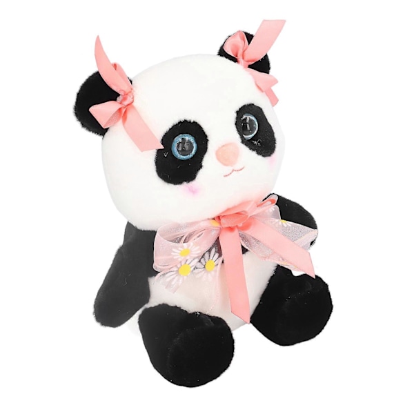 Panda Plyslegetøj 24,9 cm Børn Tegneserie Panda Udstoppede Dukke med Sløjfe Dekoration Fødselsdagsgave (Pink) (W)