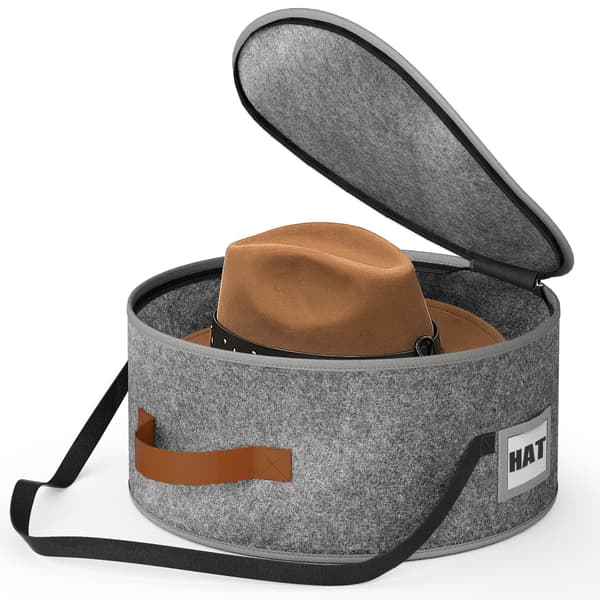 Hatteoppbevaringsboks, bærbar bæreveske med glidelås, cowboyhattholder for reise (W)